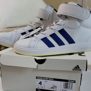 Adidas Kids Grand Court Mid K Sneakers - White and Navy